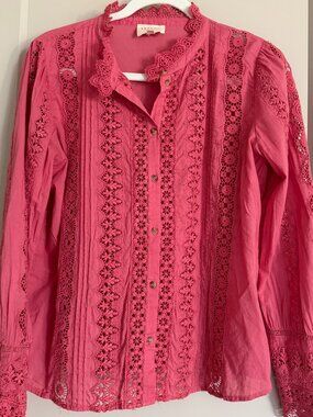 Sezane Embroidered Rym Blouse ,Rose size 40